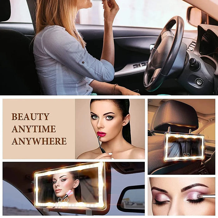 Car Sun Visor Mirror USB Rechargeable Cosmetic Makeup Mirror Touch Screen with 3 Light Modes - Black - 4