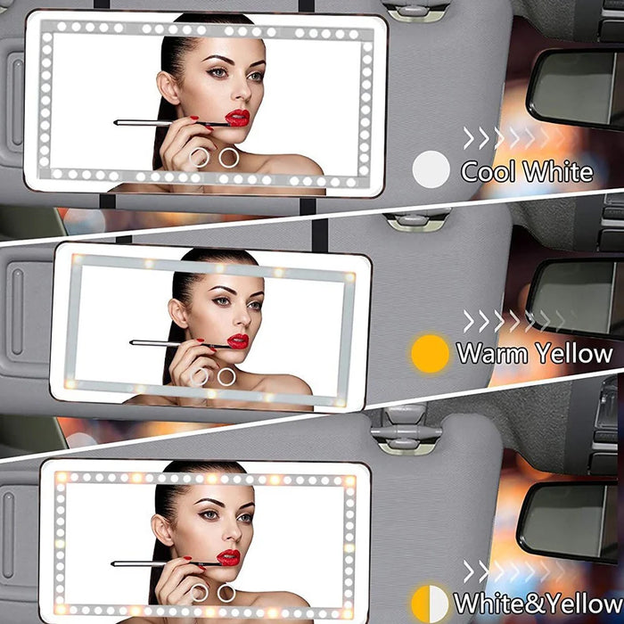 Car Sun Visor Mirror USB Rechargeable Cosmetic Makeup Mirror Touch Screen with 3 Light Modes - Black - 5