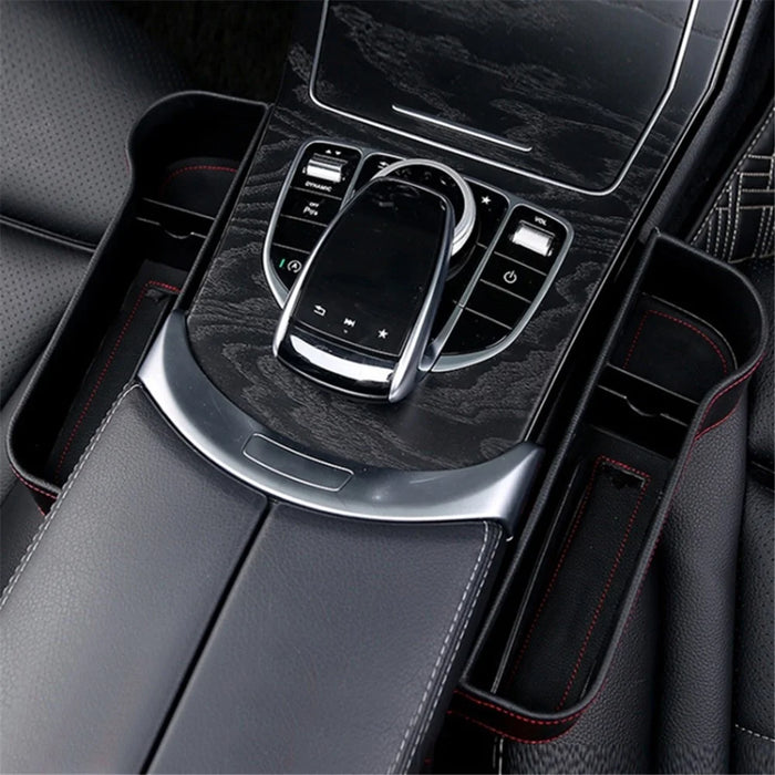 Car Front Seat Seam Storage Box Car Seat Filler Gap Phone Bottle Cup Holder Organizer - Black / Passenger Side - 2
