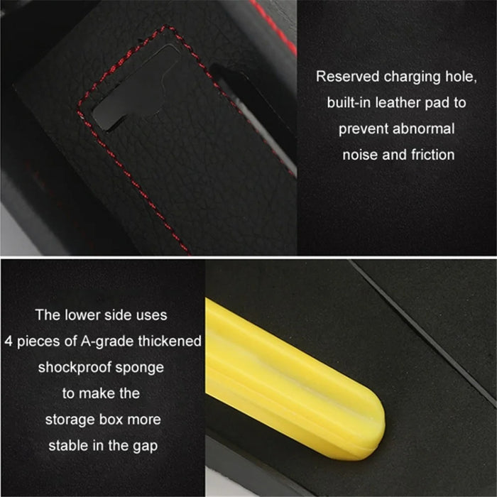 Car Front Seat Seam Storage Box Car Seat Filler Gap Phone Bottle Cup Holder Organizer - Black / Passenger Side - 3