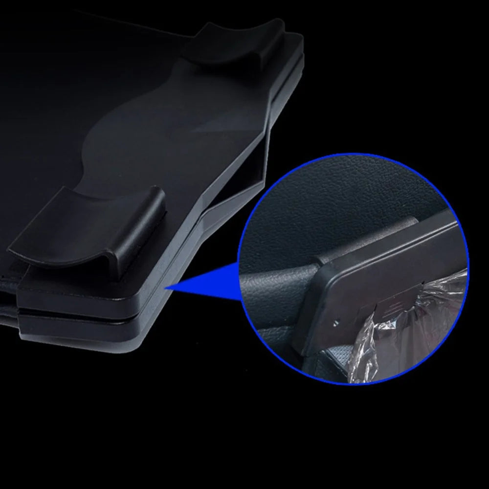 Magnetic Closure Garbage Bag Vehicle Rubbish Container PU Leather+PC Car Trash Bag with LED Light - Black - 7