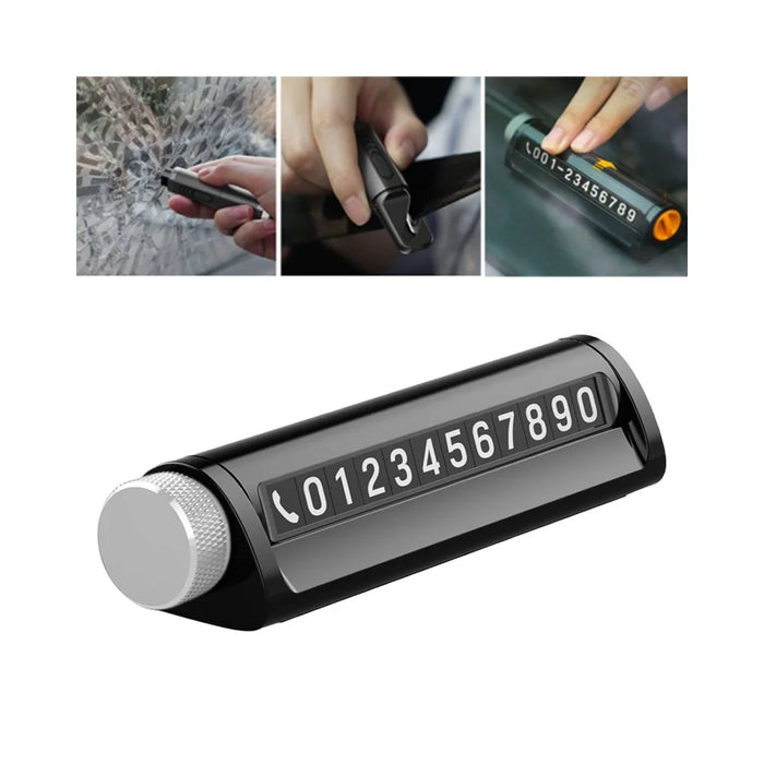 Parking Number Plate with Aromatherapy Multi-function Car Safety Hammer Window Breaker - Grey - 2