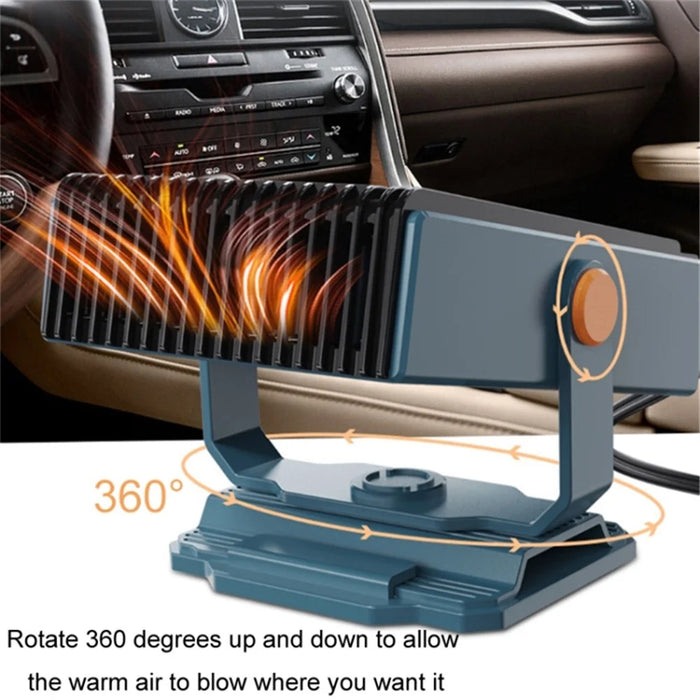 12V Car Heater Portable Fan 150W Windshield Defogger Defroster Winter Fast Heating Warmer - Navy Blue - 2