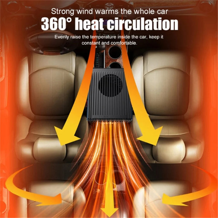 12V Car Heater Portable Fan 150W Windshield Defogger Defroster Winter Fast Heating Warmer - Navy Blue - 3