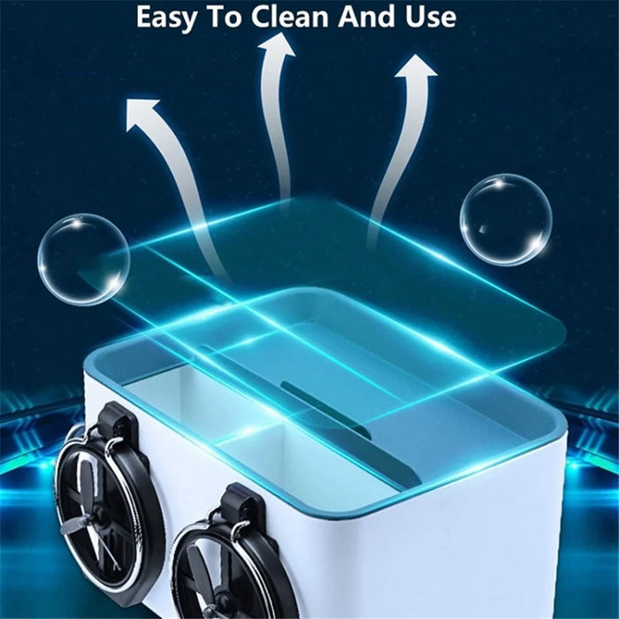 Car Armrest Storage Box ABS Tissue Case Organizer with Foldable Cup Holder - Blue+White - 3