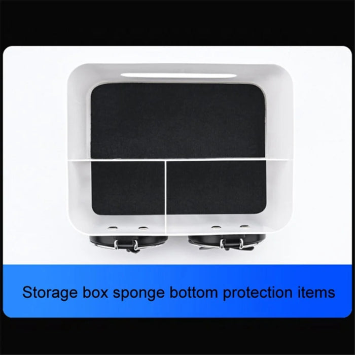 Car Armrest Storage Box ABS Tissue Case Organizer with Foldable Cup Holder - Blue+White - 7