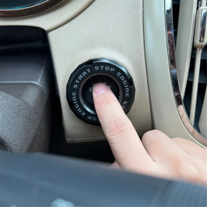 Car Start Stop Engine Button Switch One-key Start Button Engine Ignition Switch Cover - Black - 3