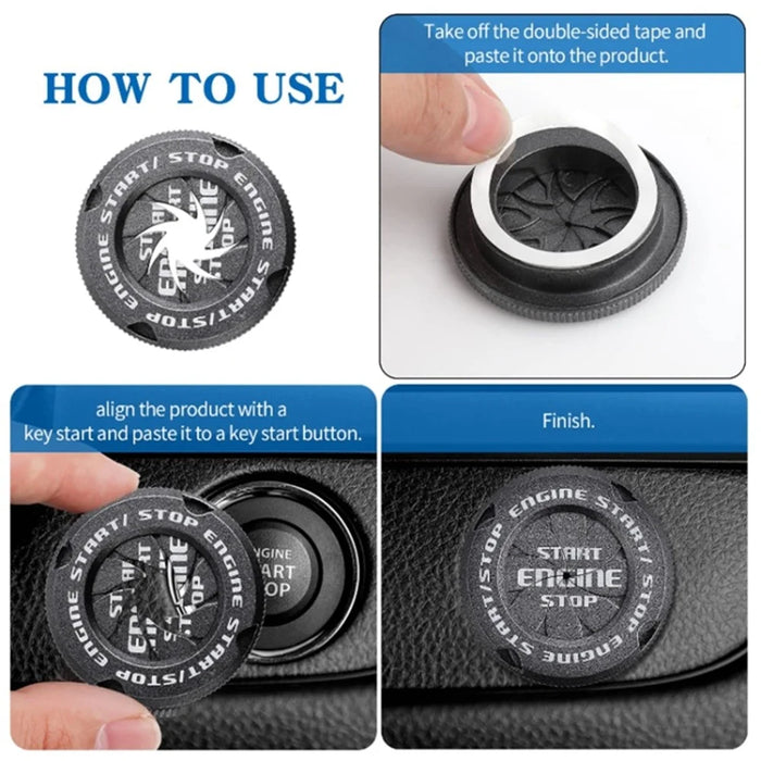 Car Start Stop Engine Button Switch One-key Start Button Engine Ignition Switch Cover - Black - 4