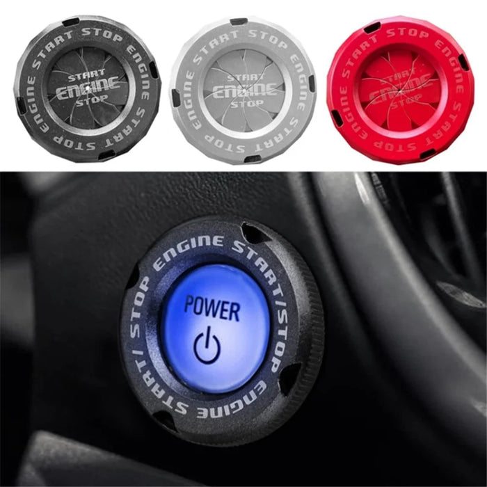 Car Start Stop Engine Button Switch One-key Start Button Engine Ignition Switch Cover - Black - 5