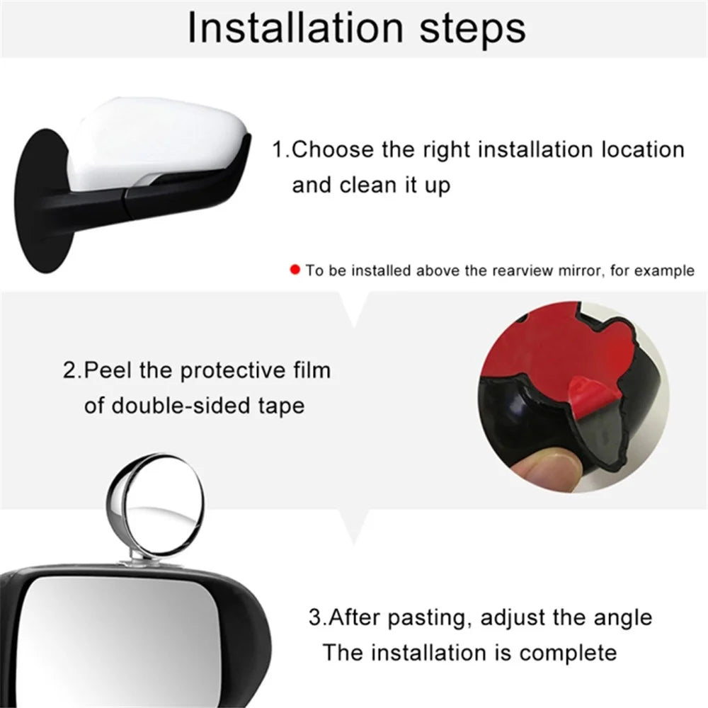 3R 045 70mm Safety Driving Car Blind Spot Mirror Wide Angle 360 Degree Adjustable Clear Rearview Mirror - Silver - 6