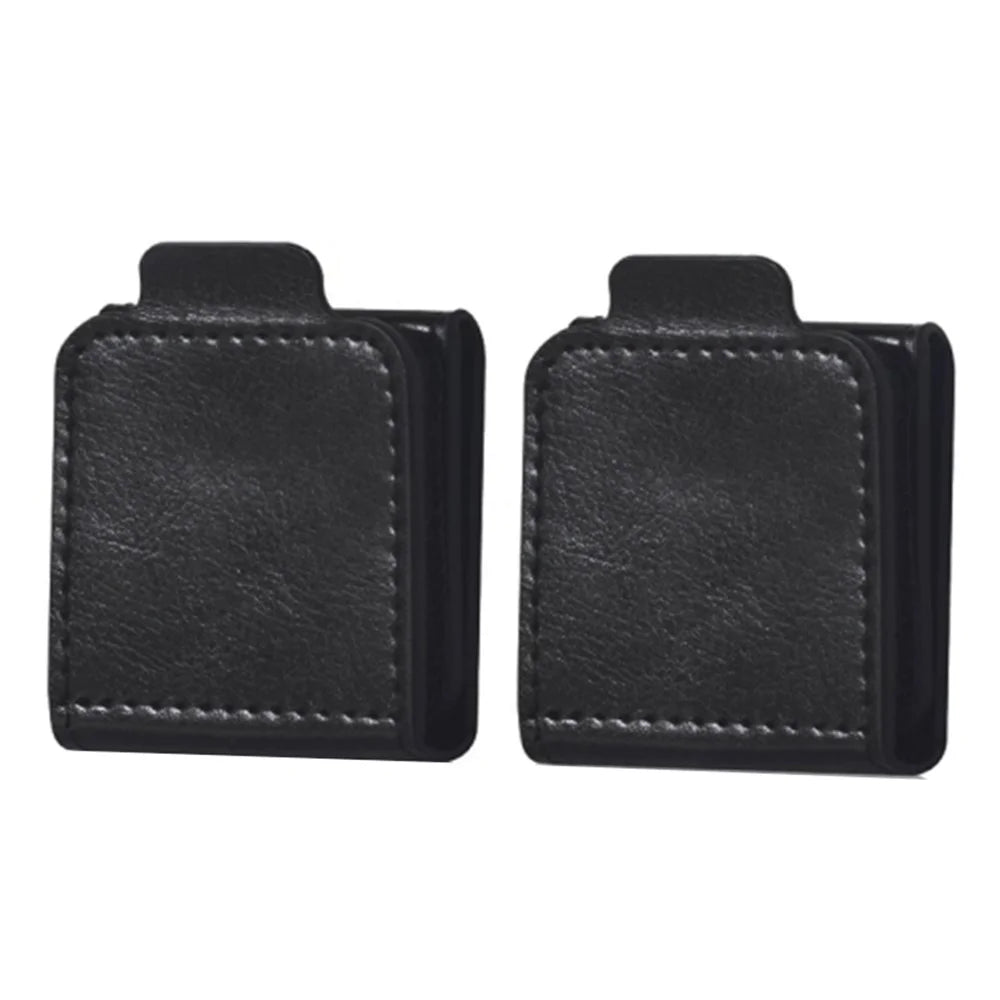 2Pcs Car Safety Seat Belt Adjuster Strap Clip PU Leather Kids Seat Belt Limiter - Black - 1