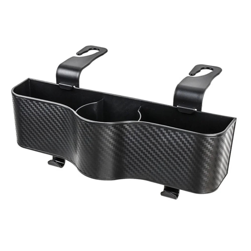 Car Seat Back Storage Box Sundries Organizer Carbon Fiber Texture Plastic Hanging Case - 1
