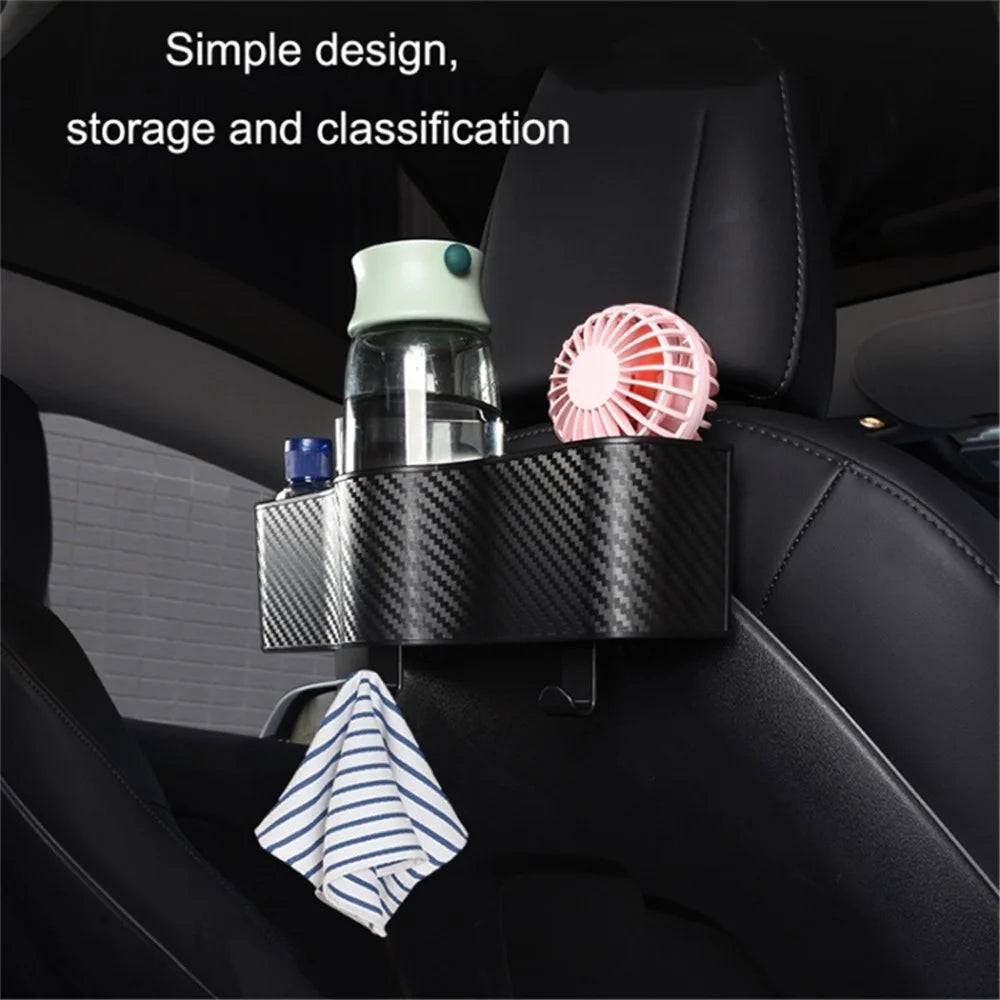 Car Seat Back Storage Box Sundries Organizer Carbon Fiber Texture Plastic Hanging Case - 5