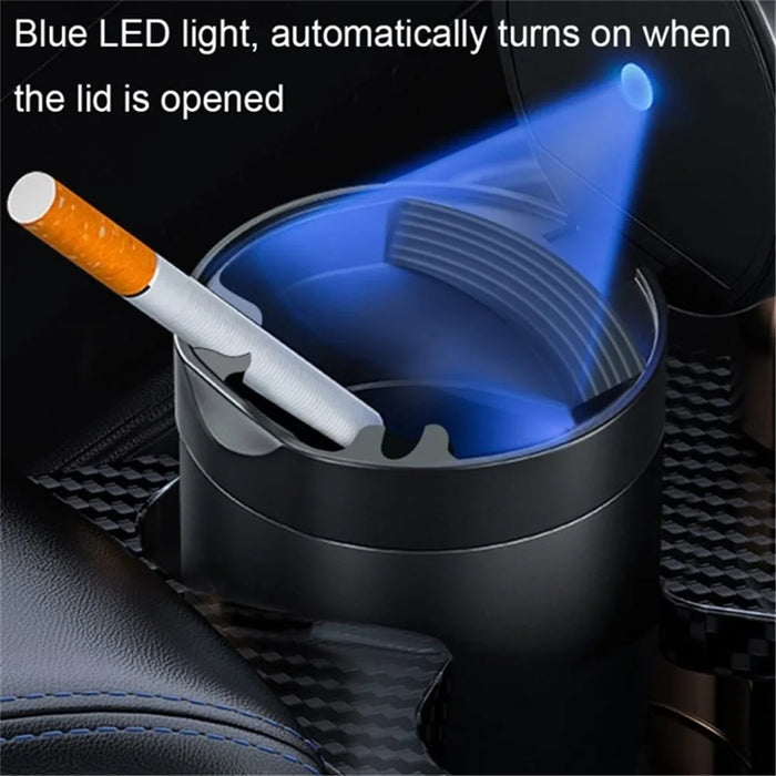 Aluminum Alloy Car Ashtray with LED Light Flame Retardant Good Sealing Ash Storage Holder - Silver - 2