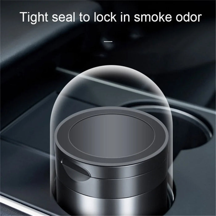 Aluminum Alloy Car Ashtray with LED Light Flame Retardant Good Sealing Ash Storage Holder - Silver - 3