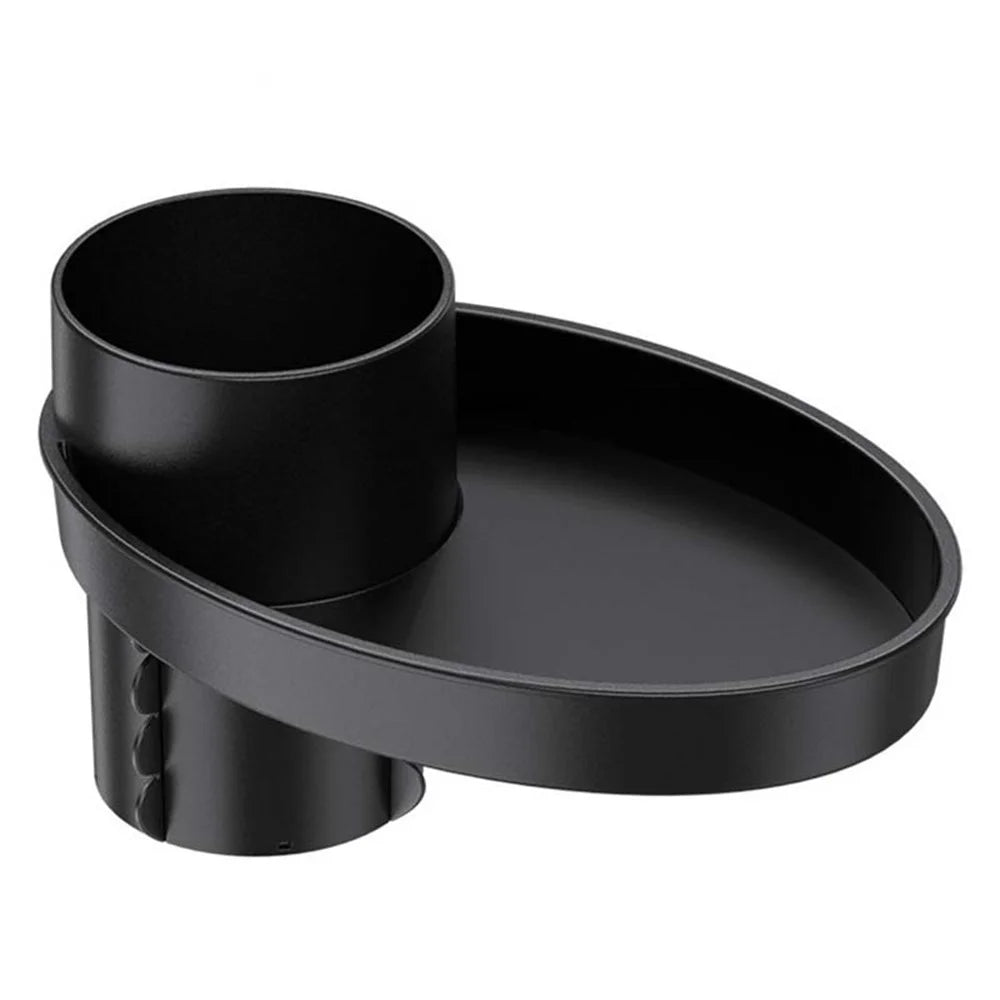 SD-1043 Multi-function Organizer Table Car Cup Holder Expander with Rotating Tray - Black - 1