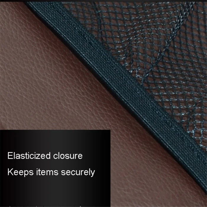 Car Trunk Leather Storage Bag Large Capacity Automotive Backseat Organizer (Mesh Style) - Black - 6