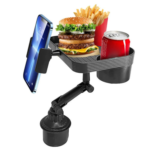 SB-6088 Universal Car Cup Holder Tray 360-Degree Rotating Car Tray Table with Cell Phone Stand for Eating / Watching - 1