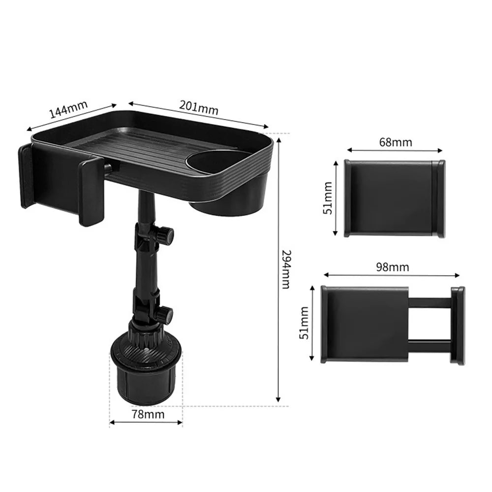 SB-6088 Universal Car Cup Holder Tray 360-Degree Rotating Car Tray Table with Cell Phone Stand for Eating / Watching - 6
