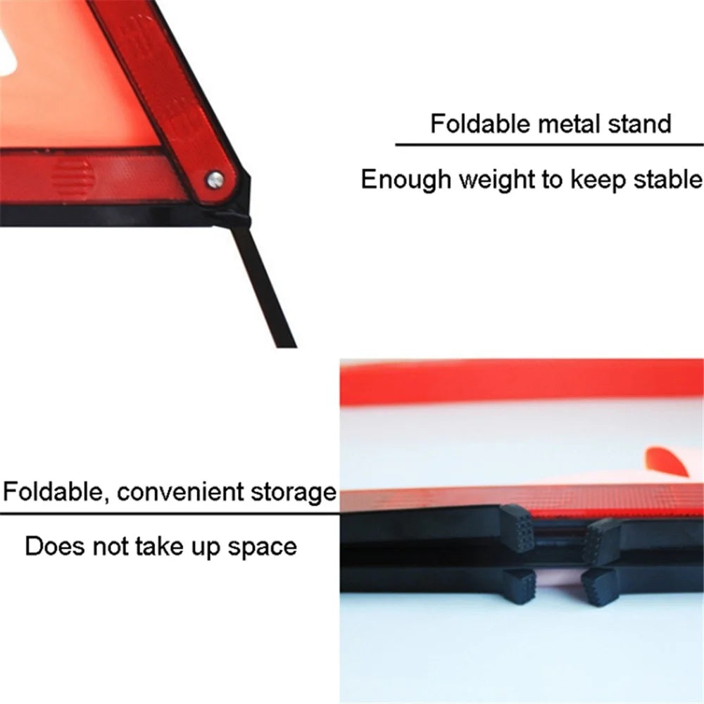 Car Emergency Breakdown Warning Triangle Reflective Safety Hazard Folded Stop Sign Reflector - 4