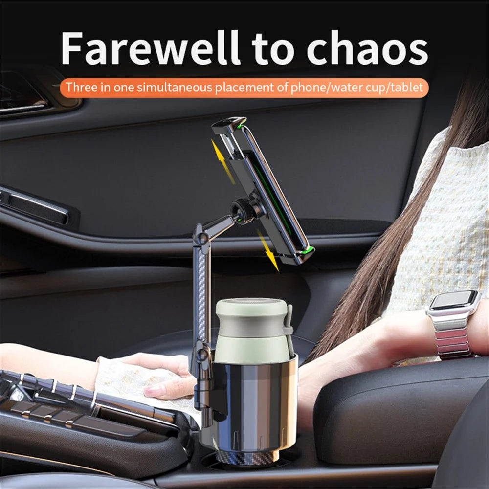 SB-6033 Multifunction Car Cup Holder Storage Tray Rotating Car Cell Phone Stand Rack - Green - 6