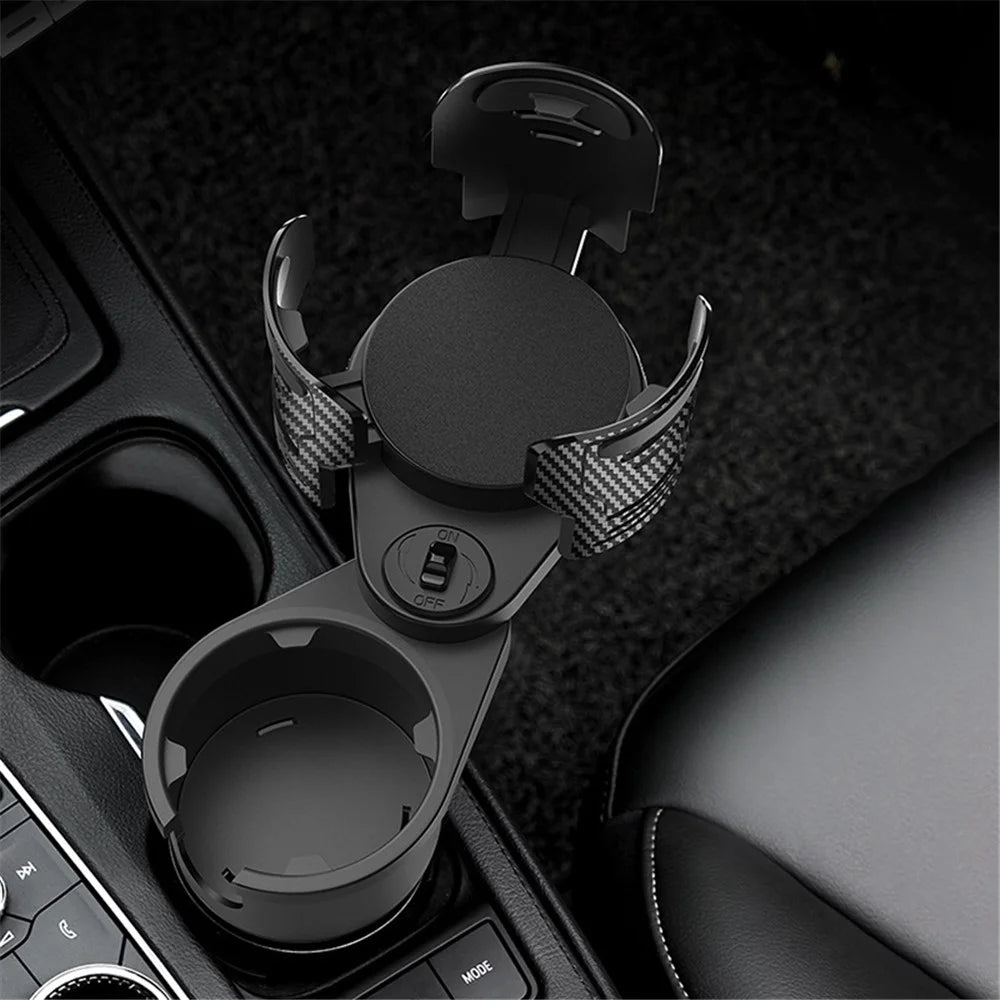 2-Layer Car Water Cup Holder Car Seat Multifunctional Adjustable Water Cup Drink Holder (Size: L) - 4