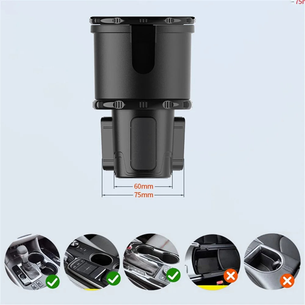2-Layer Car Water Cup Holder Car Seat Multifunctional Adjustable Water Cup Drink Holder (Size: L) - 7