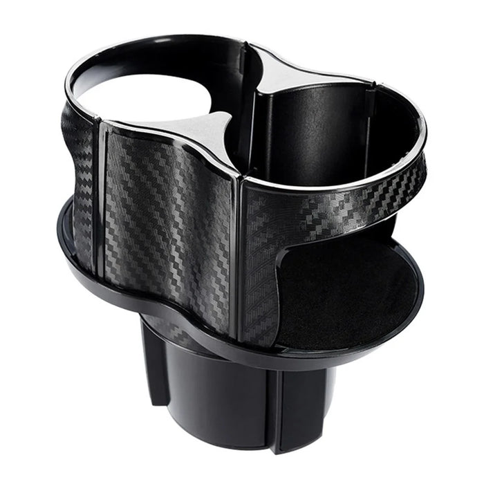 Carbon Fiber Pattern Car Water Cup Holder Multifunctional Car Drink Holder with Rotatable Base - Silver - 1