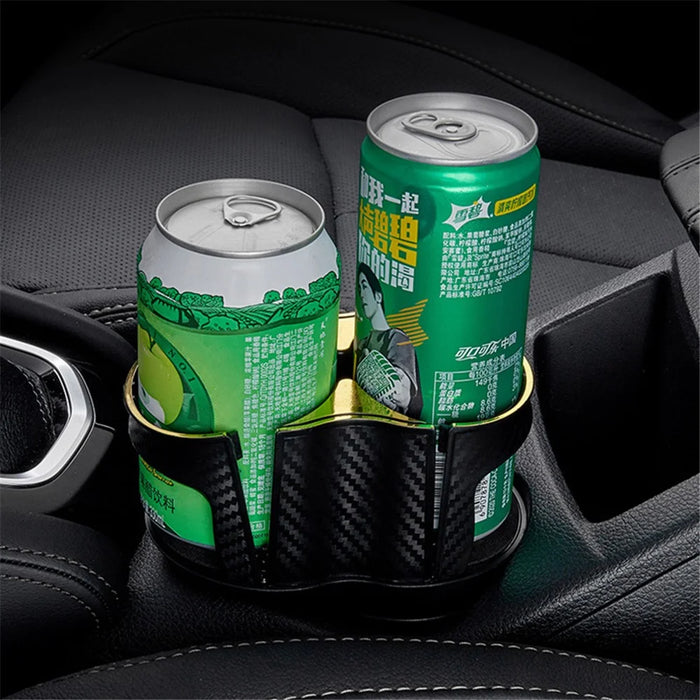 Carbon Fiber Pattern Car Water Cup Holder Multifunctional Car Drink Holder with Rotatable Base - Silver - 4