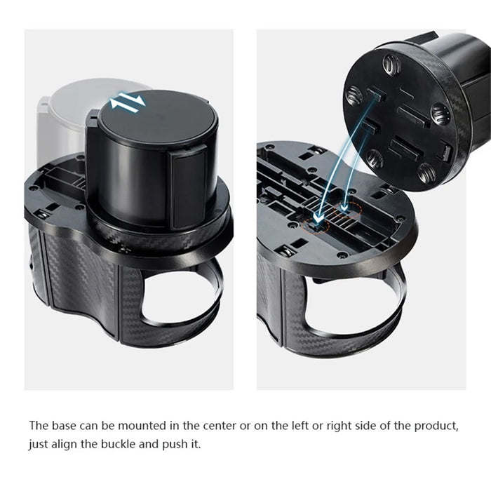 Carbon Fiber Pattern Car Water Cup Holder Multifunctional Car Drink Holder with Rotatable Base - Silver - 6