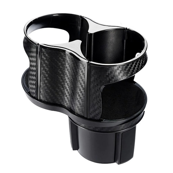 Carbon Fiber Pattern Car Water Cup Holder Multifunctional Car Drink Holder with Rotatable Base - Silver - 7