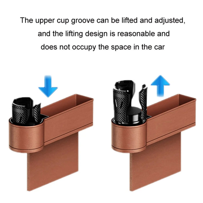 2Pcs / Set Car Crevice Storage Box ABS+PU Leather Seat Gap Filler Cup Holder, Driver + Front Passenger Side - Black+Red - 7