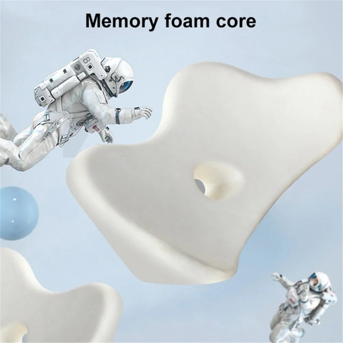 Car Seat Waist Support Cushion Memory Foam Breathable Fatigue Relieve Lumbar Cushion - Black - 5