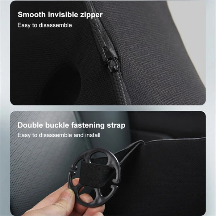 Car Seat Waist Support Cushion Memory Foam Breathable Fatigue Relieve Lumbar Cushion - Black - 6