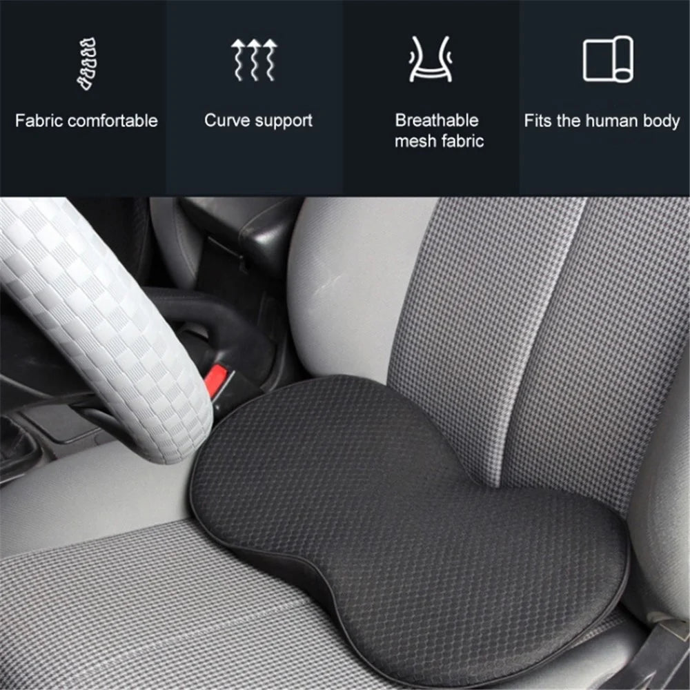 LOVERCAR Car Seat Waist Support Cushion Memory Foam Breathable Mini Seat Cushion - Black - 2