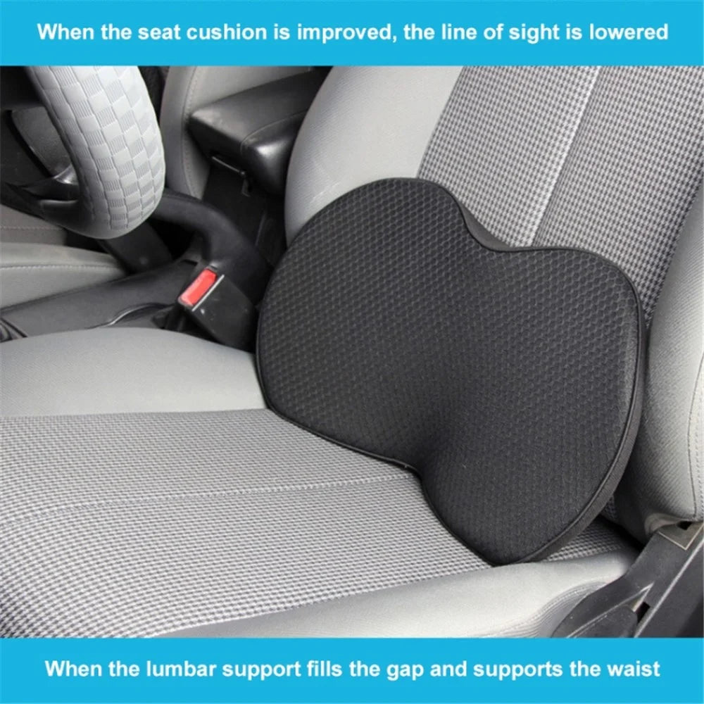 LOVERCAR Car Seat Waist Support Cushion Memory Foam Breathable Mini Seat Cushion - Black - 3