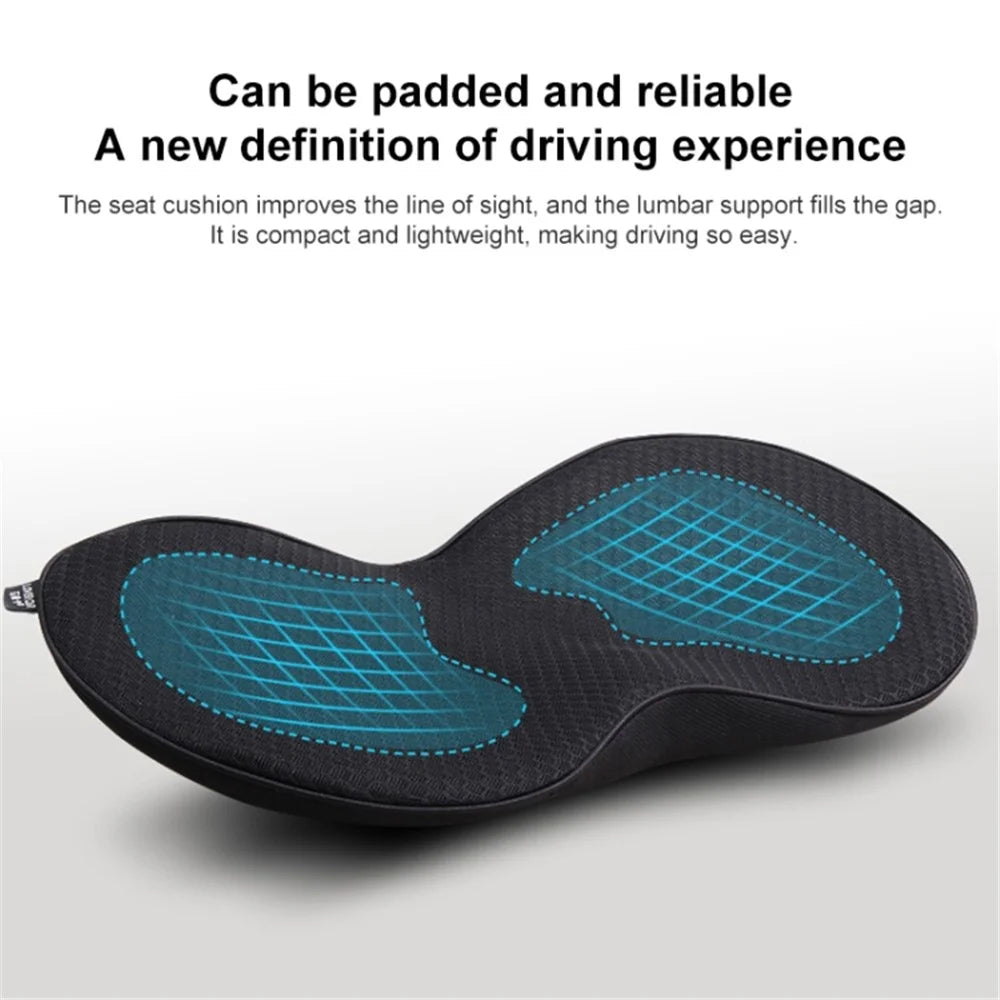LOVERCAR Car Seat Waist Support Cushion Memory Foam Breathable Mini Seat Cushion - Black - 4
