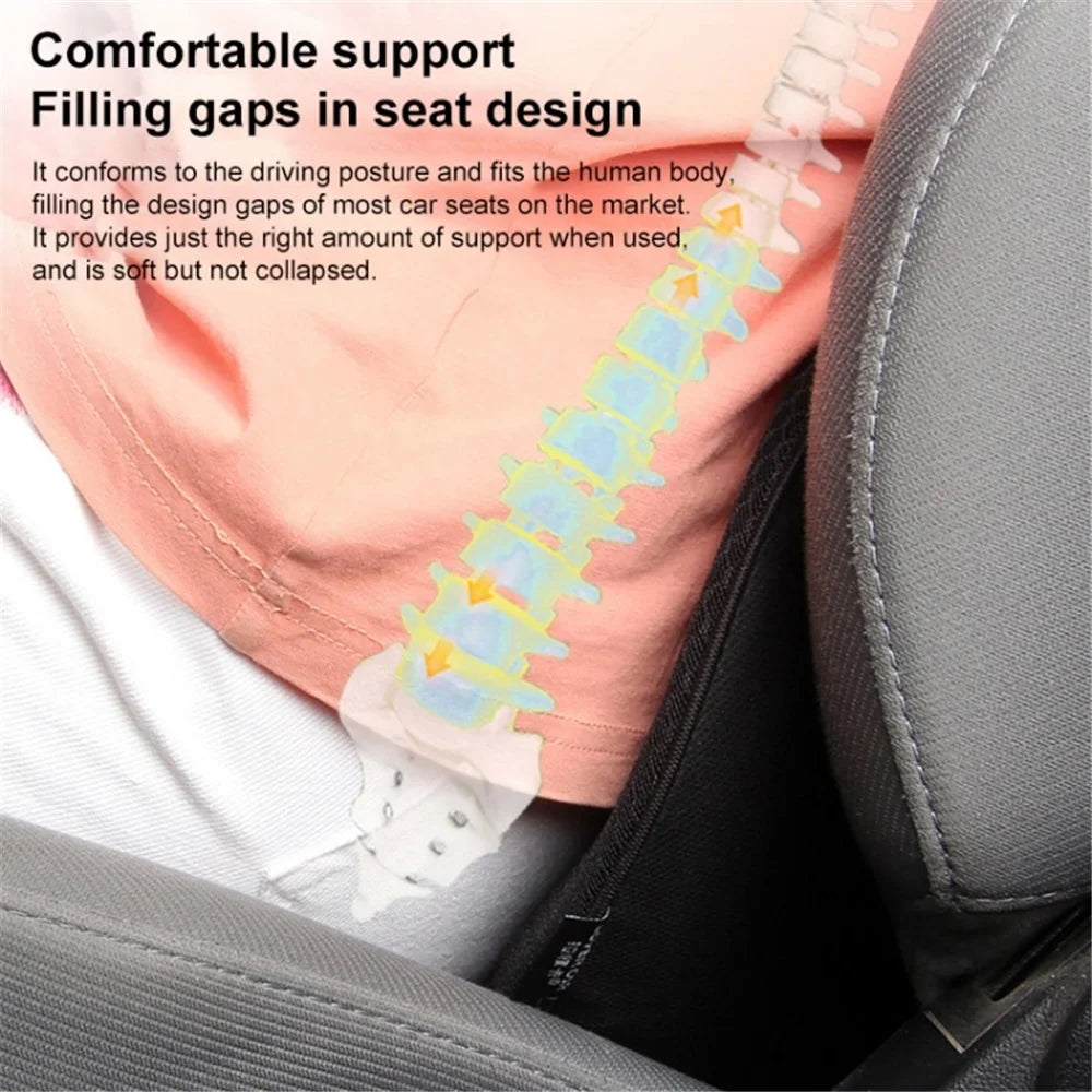 LOVERCAR Car Seat Waist Support Cushion Memory Foam Breathable Mini Seat Cushion - Black - 7