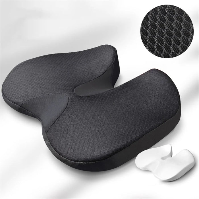 Car Seat Cushion Mesh Cloth+Memory Foam Breathable Fatigue Relief Seat Cushion - Black - 2