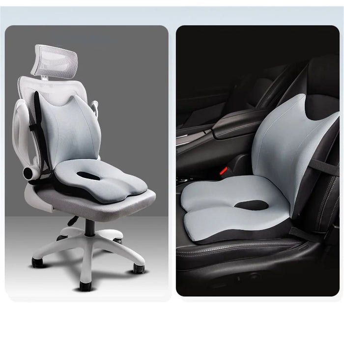 LOVERCAR Ergonomics Car Seat Cushion Memory Foam Slow Rebound Chair Cushion with Backrest - Grey - 3
