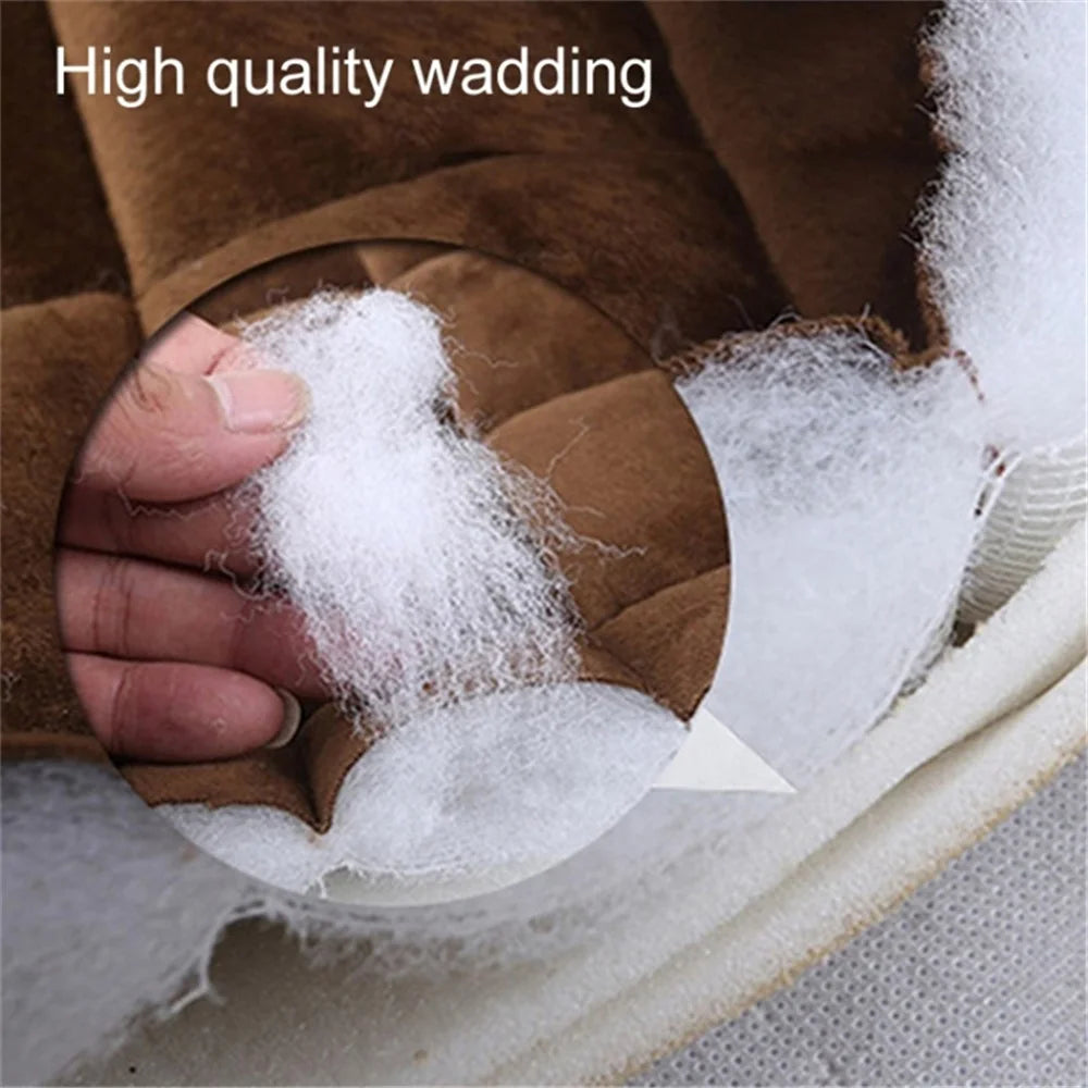 Non-slip Winter Car Front Seat Cover Pad Universal Warm Velvet Cushion with Pocket - Beige - 2