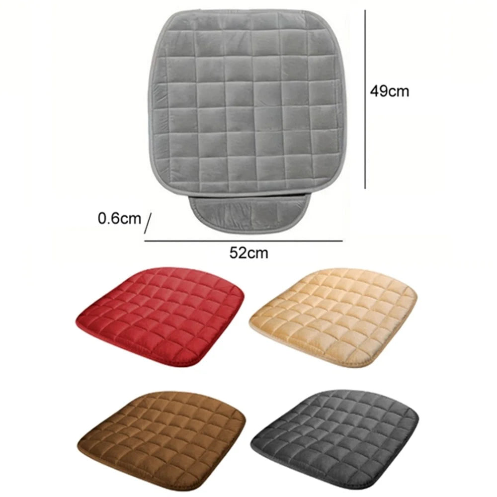Non-slip Winter Car Front Seat Cover Pad Universal Warm Velvet Cushion with Pocket - Beige - 6