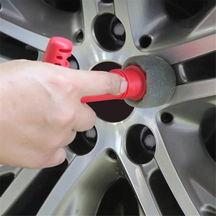 ND-09 Car Wheel Fitting Lug Nut Cleaning Brush with 3 Replaceable Sponge Heads - 4