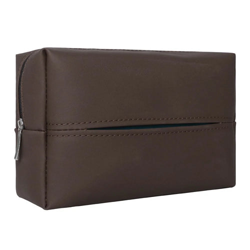 Napa Leather Car Tissue Box Holder Back Seat Headrest Hanging Tissue Box - Brown - 1