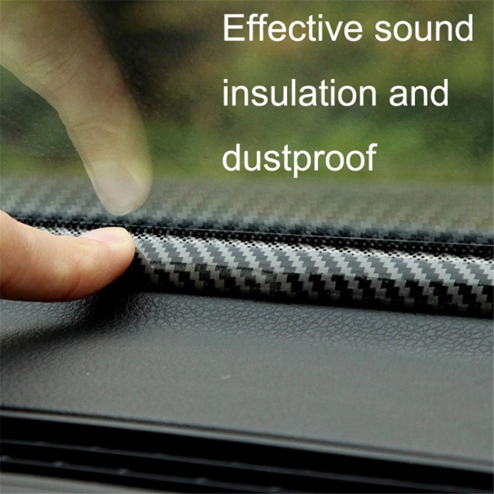 160cm Car Dashboard Seal Strip Soundproof Rubber Edges Sealing Strip - Carbon Fiber Texture - 2