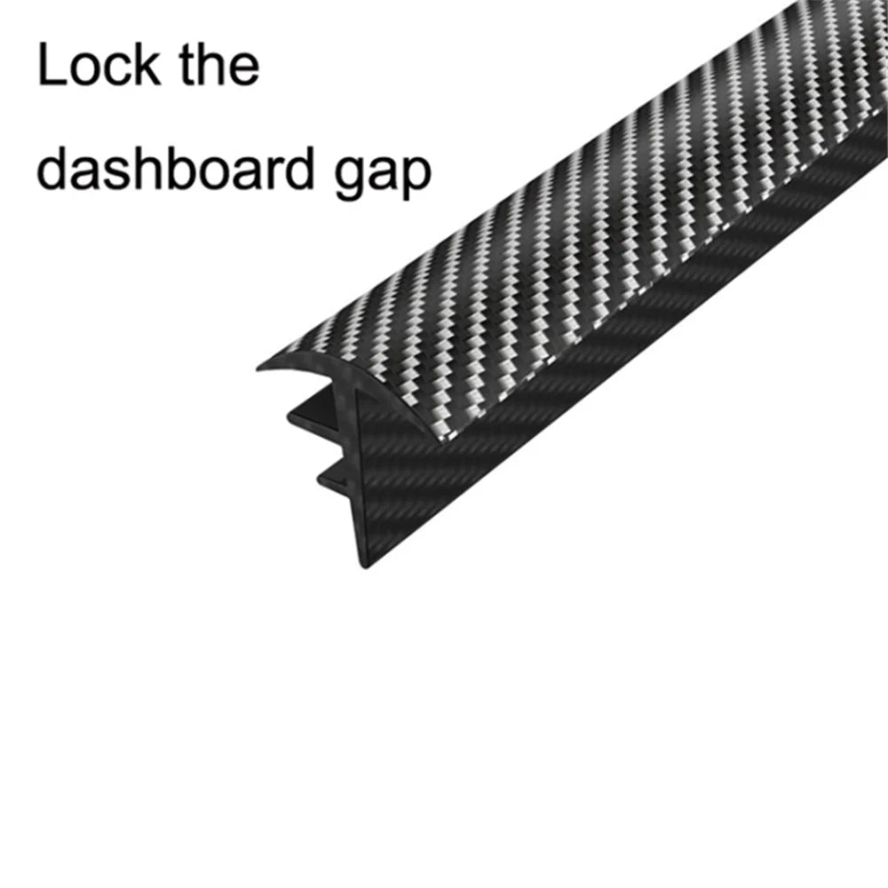 160cm Car Dashboard Seal Strip Soundproof Rubber Edges Sealing Strip - Carbon Fiber Texture - 3