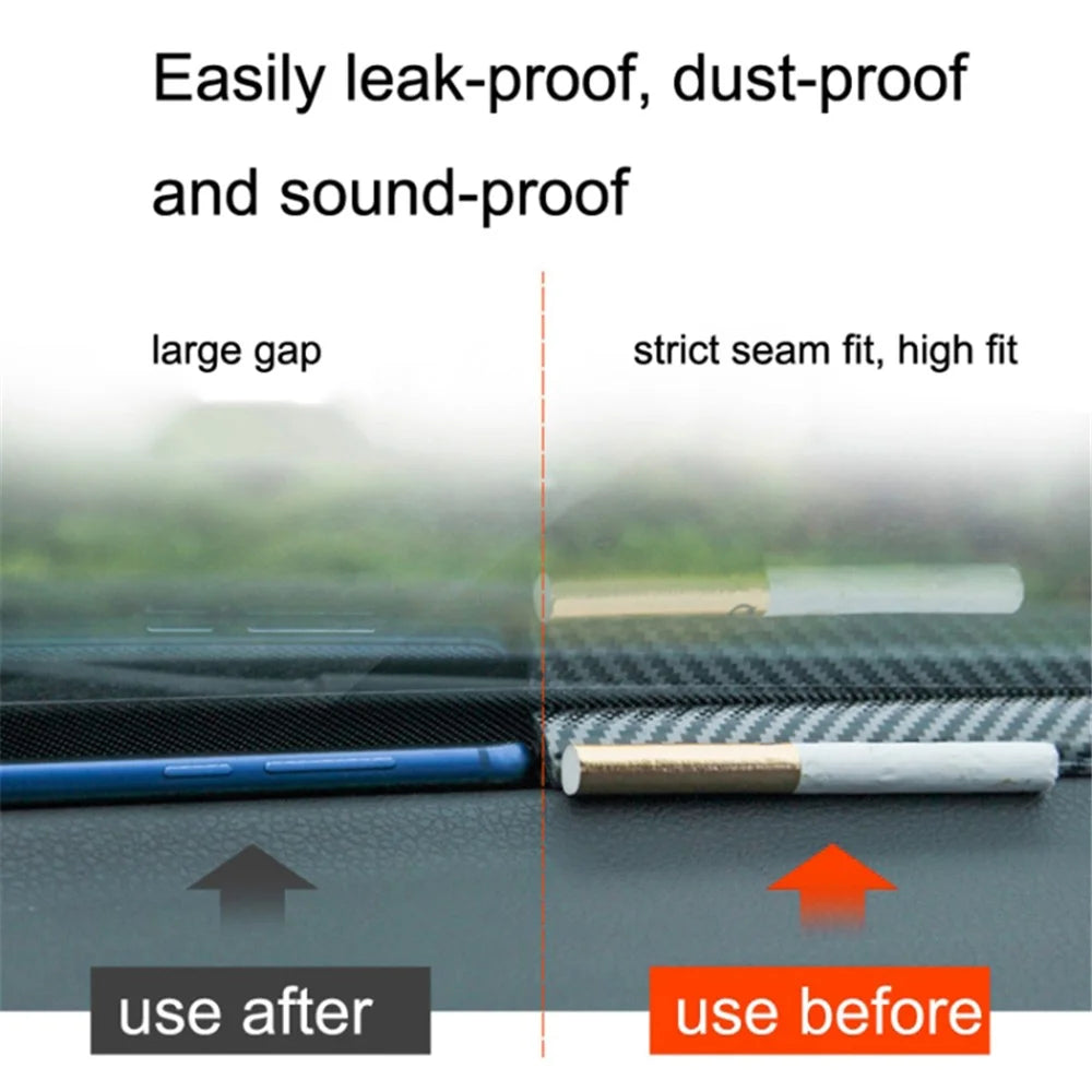 160cm Car Dashboard Seal Strip Soundproof Rubber Edges Sealing Strip - Carbon Fiber Texture - 5