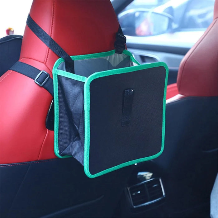 Car Trash Holder Storage Bag Foldable Car Seat Back Oxford Cloth Trash Bin - Black - 3