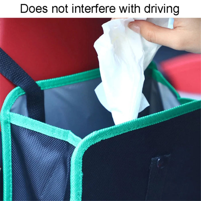 Car Trash Holder Storage Bag Foldable Car Seat Back Oxford Cloth Trash Bin - Black - 4