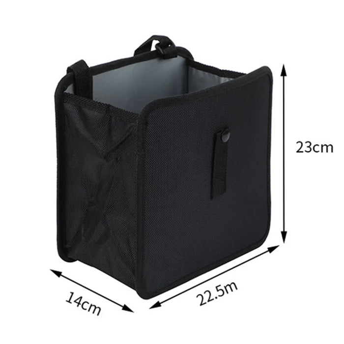 Car Trash Holder Storage Bag Foldable Car Seat Back Oxford Cloth Trash Bin - Black - 7